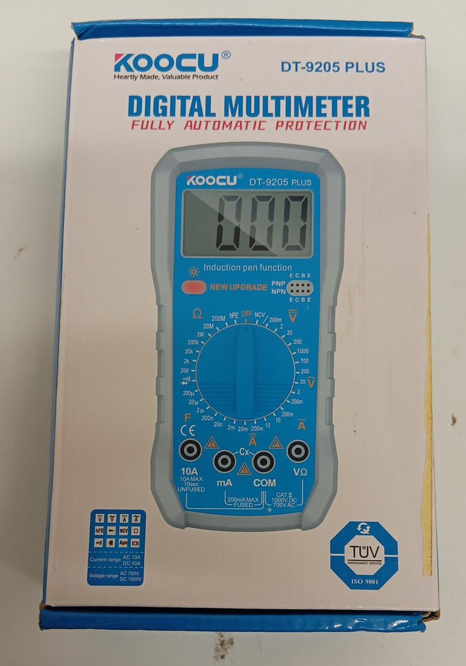 KOOCU DT-9205 Plus Digital Multimeter – Auto Protection – AC/DC Voltage Current Tester