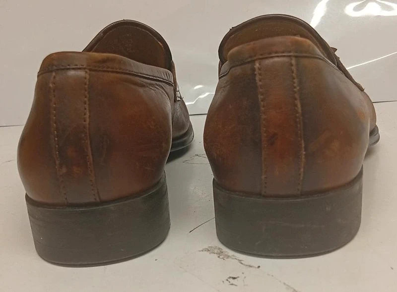 Zara Man Brown Leather Tassel Loafers EU 42 UK 8 Smart Casual Slip On Shoes