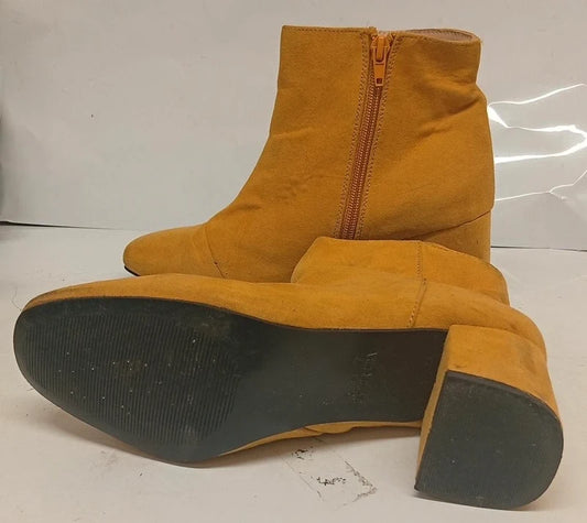 Primark Mustard Yellow Ankle Boots UK 5 EU 38 Block Heel Zip Ladies Shoes
