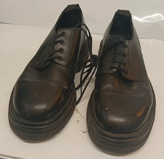 ZARA Black Leather Chunky Sole Shoes UK 9 / EU 43 Lace-Up Smart Casual