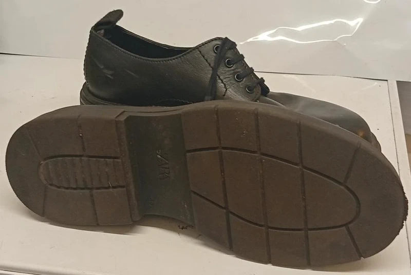 ZARA Black Leather Chunky Sole Shoes UK 9 / EU 43 Lace-Up Smart Casual