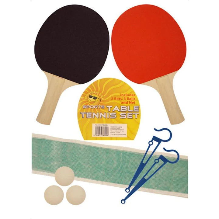 Sports Table Tennis Set with 2 Faced Bats, 3 Balls & Net