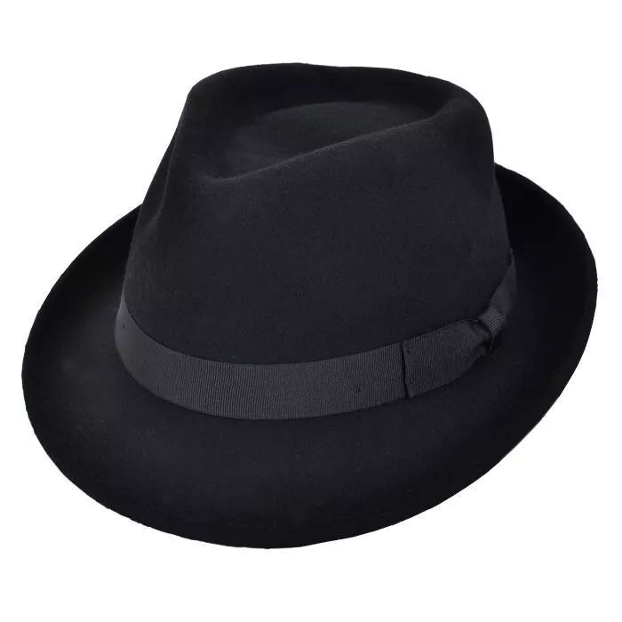 Crushable Wool Felt Trilby Hat - Black Medium (M): 56 - 57 cm (7 to 7 1/8)