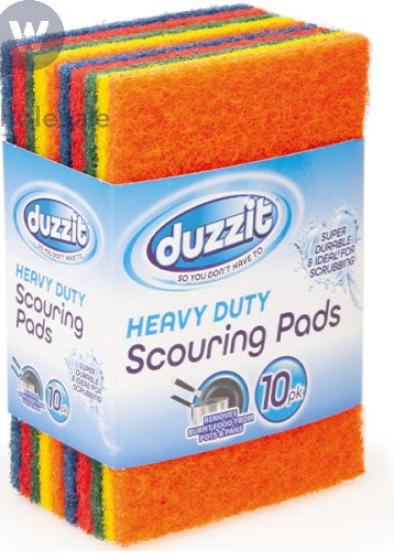 3 x Duzzit Assorted Colour Heavy Duty Scouring Pads 10 Pack
