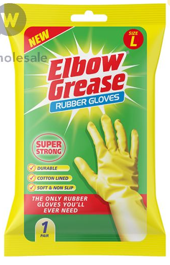 2 x Elbow Grease Super Strong Rubber Gloves Large CDU