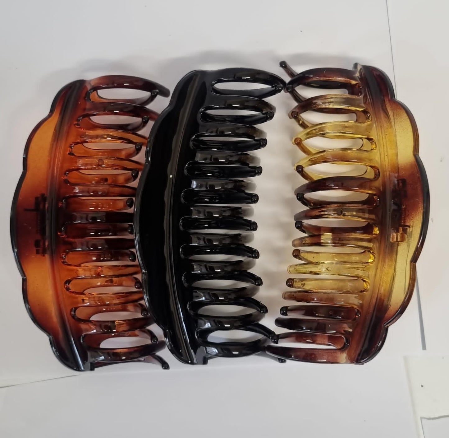 Hair Claw Clip – 3-Pack | Strong Grip Jaw Clips for Women – Black, Brown & Amber