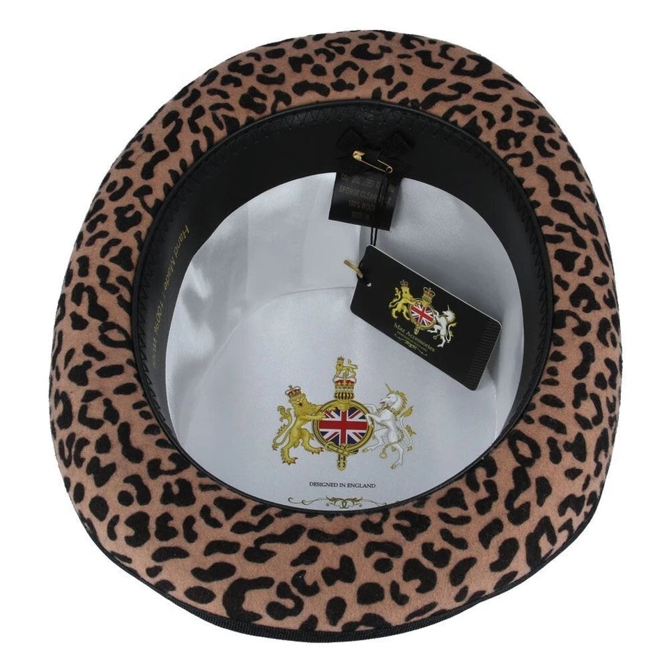 Maz Wool Felt Top Hat – Leopard Print – Size: Large 59cm (7 1/2)