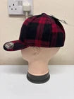 Flexfit Red & Black Checked Fitted Cap – Size Large/XL