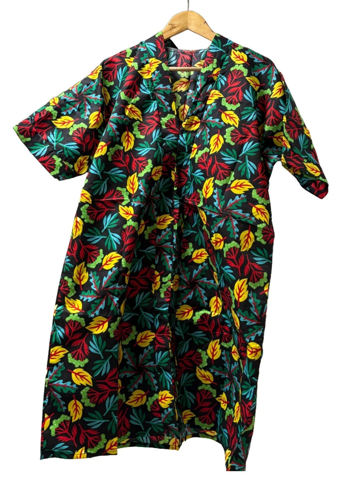 Short-Length Bubu Gown – Multicolour Leaf Print | Size 12 Kaftan Dress