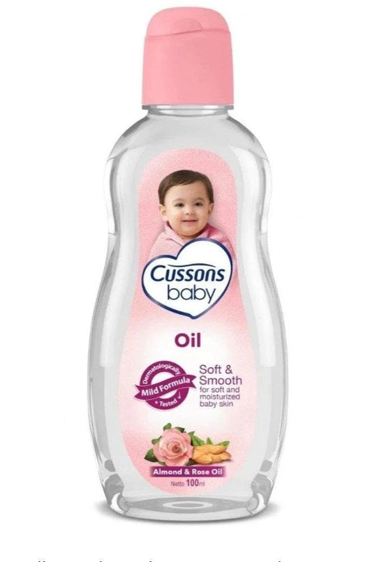 2 x Cussons Baby Oil Almond & Rose Oil Mild Formula Skin & Hair 200ml Each