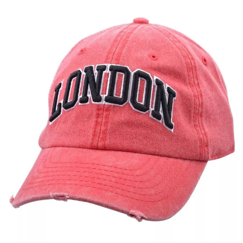 Carbon212 London Pigment Dye Destroyed Dad Baseball Cap - Red