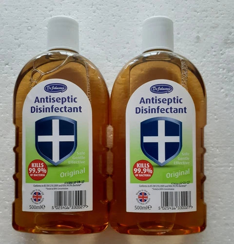 2 x Dr Johnson Antiseptic Disinfectant Kills 99.9% Bacteria Antibacterial 500 ml