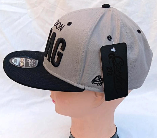Carbon 212 London SWAG Snapback Cap Grey Black Flat Peak Hat One Size Unisex