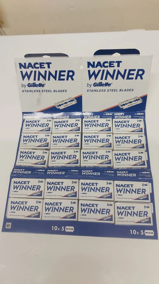 5 blade x 20 Packs Nacet Winner by Gillette - Stainless Steel Double-Edge Blades