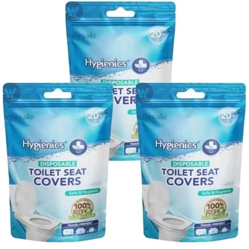 Hygienics Disposable Toilet Seat Covers – 3 Packs (60 Total) | Flushable & Trave