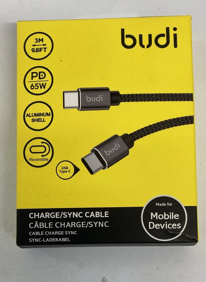 Budi 3M USB-C to USB-C 65W PD Fast Charging Cable