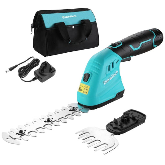 DURATECH 12V Cordless Hedge Trimmer & Grass Shear 2-in-1 Kit