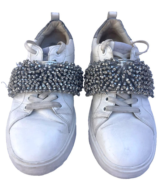 Michael Kors White Trainers UK 5.5 / US 7.5M – Glitter Strap Lace-Up Sneakers