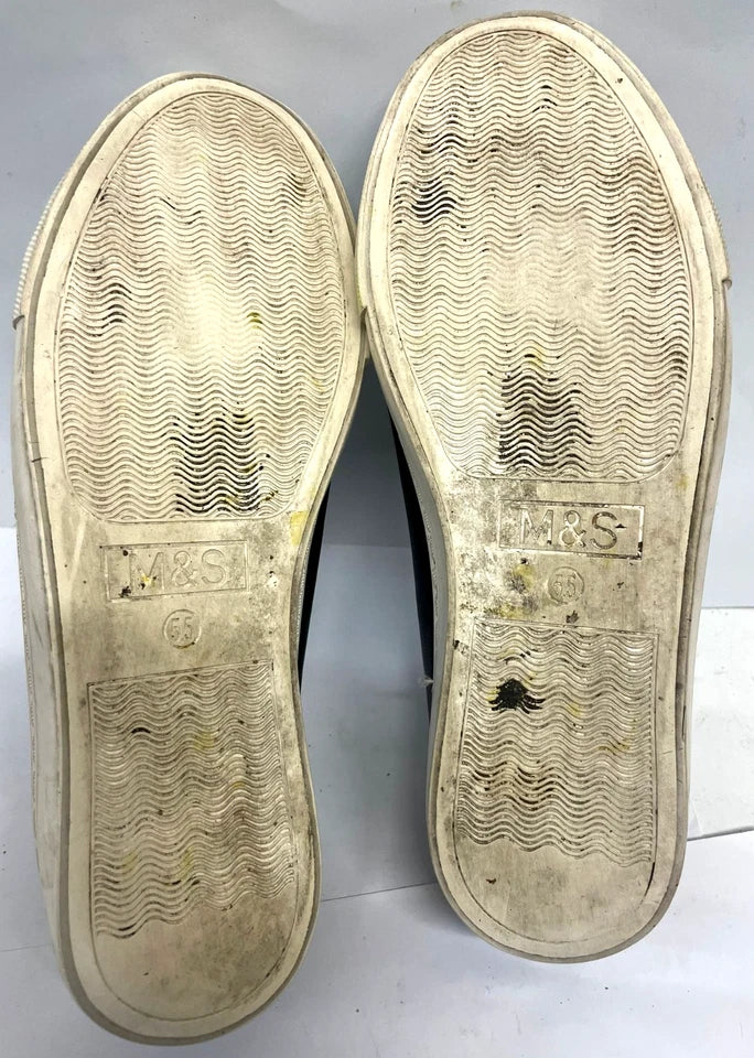 M&S Low Top Leather Trainers Black UK 5.5/ US 7.5M Lace Up Casual Shoes