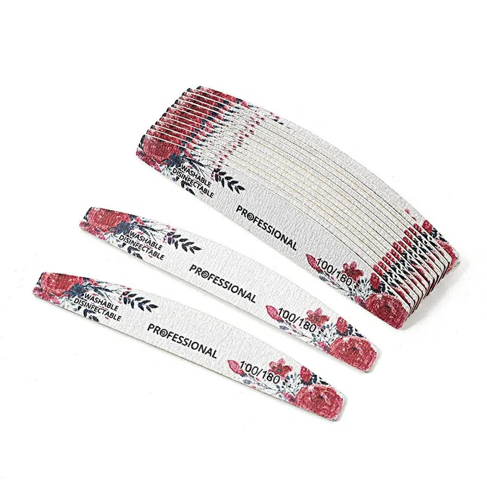 12 pieces Double-Sided Nail Files – 180/240 Grit – Washable & Disinfectable