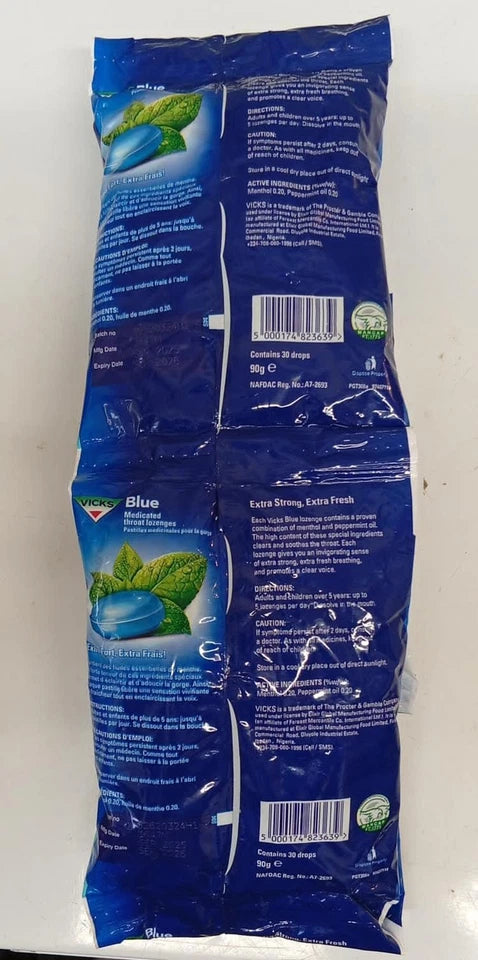 2 x Blue Vicks Extra Fresh Candy