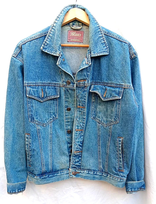 Vintage Blues Denim Jacket – Classic Blue – Button Front – Casual Unisex Style