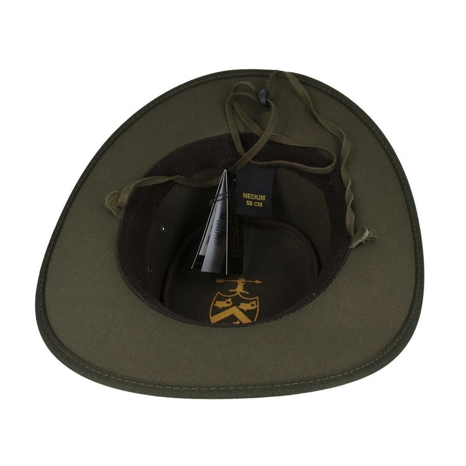 Waxed Canvas Australian Western Outback Cowboy Hat - Medium (58cm) -OLIVE COLOUR