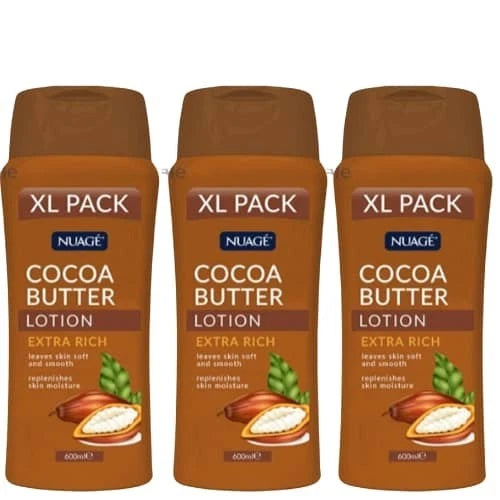 3 x Nuage Cocoa Butter Lotion XL Pack – Extra Rich Moisturiser | 600ml Each