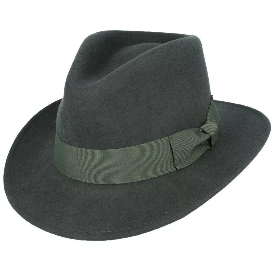 Crushable Fedora Hat with Grosgrain Band - Dark Green - Stylish & Practical X-Large - 61cm, 7 3/4