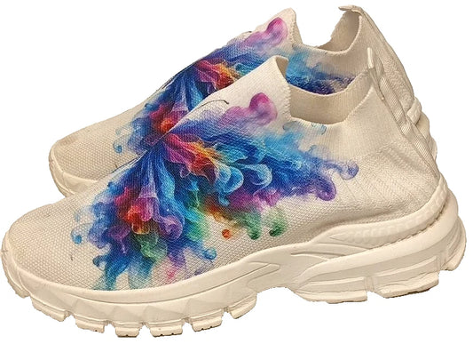 Women’s Slip-On Trainers White Butterfly Print UK 4 / EU 37