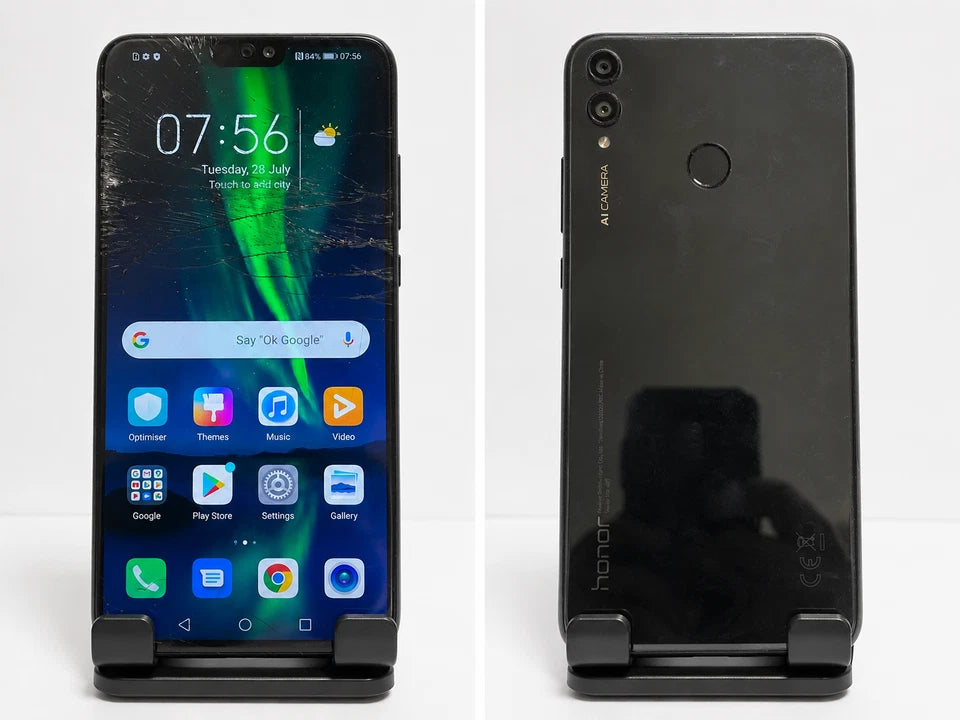 Honor 8X JSN-L21 64GB 4GB RAM Black Android Phone Cracked Screen - Working