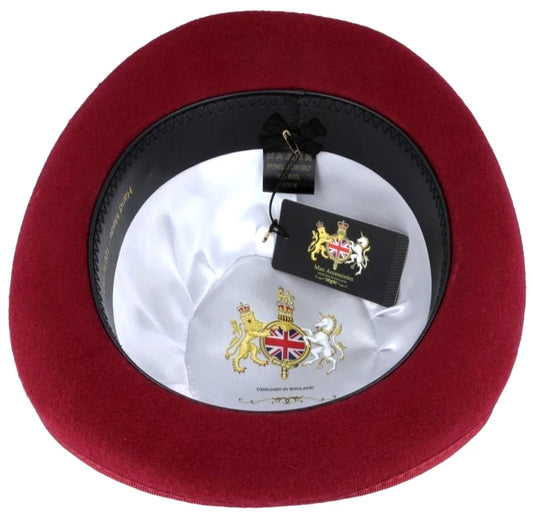 Classic English Wool Bowler Hat – Maroon | Size XL 61cm | BH302