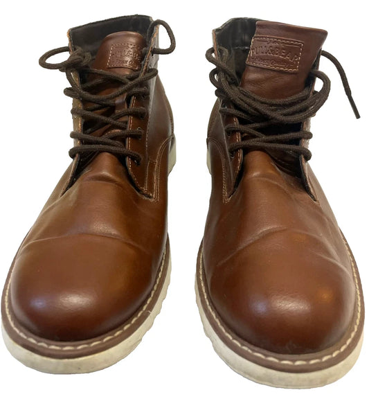 Pull & Bear Brown Leather Boots UK 10.5 EU 45 Men’s Lace Up Casual Ankle Boots