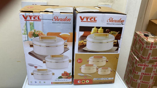 Sheraton Insulated Casserole Set of 3 with serving spoon– Elegant & Durable