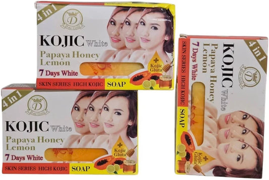 x3 KOJIC Herbal Soap,Papaya, Honey, Lemon Gluta Papaya Arbutin,Skin Series, daily