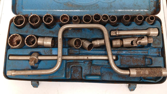 Elora Vintage Socket Wrench Set Metal Case Mechanics Garage Tool Kit Germany
