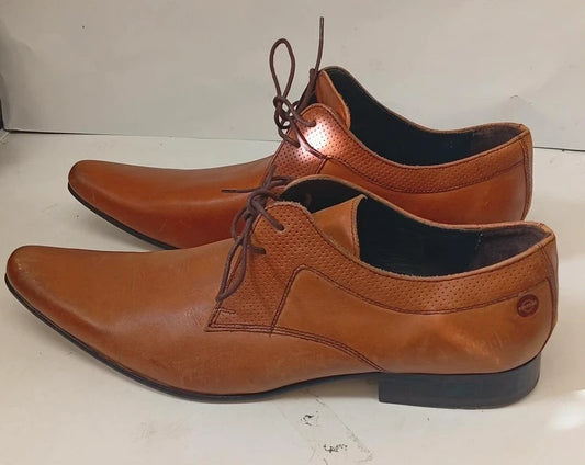 Ikon Tan Brown Leather Dress Shoes UK 11 EU 45 Mens Smart Lace Up Formal Shoes