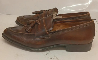 Zara Man Brown Leather Tassel Loafers EU 42 UK 8 Smart Casual Slip On Shoes