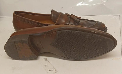 Zara Man Brown Leather Tassel Loafers EU 42 UK 8 Smart Casual Slip On Shoes