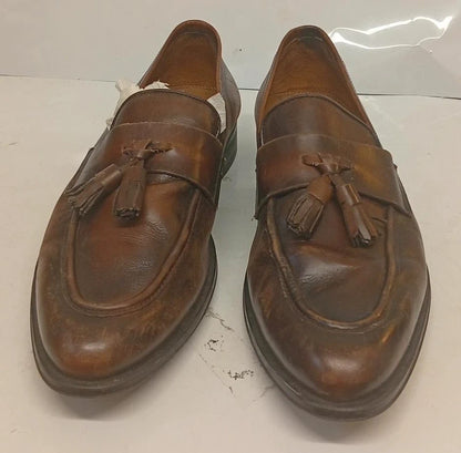 Zara Man Brown Leather Tassel Loafers EU 42 UK 8 Smart Casual Slip On Shoes
