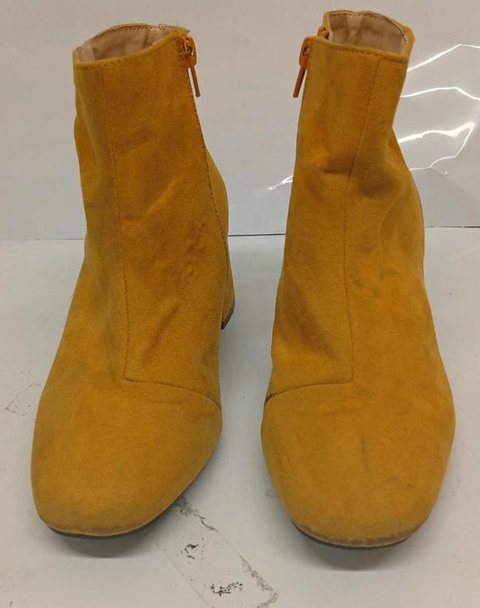 Primark Mustard Yellow Ankle Boots UK 5 EU 38 Block Heel Zip Ladies Shoes