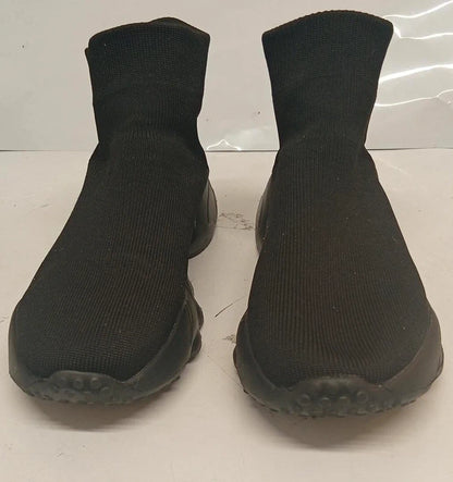 Black Sock Trainers Boots UK 5 Stretch Knit Chunky Sole Slip On Trainers