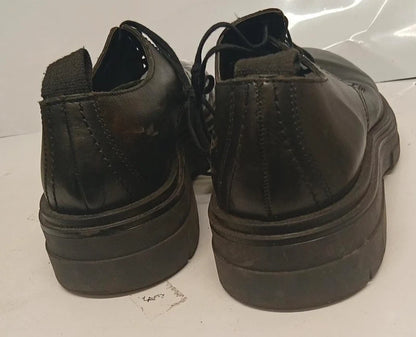 ZARA Black Leather Chunky Sole Shoes UK 9 / EU 43 Lace-Up Smart Casual
