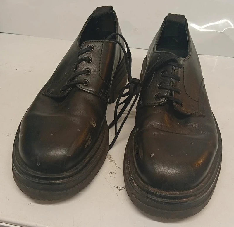 ZARA Black Leather Chunky Sole Shoes UK 9 / EU 43 Lace-Up Smart Casual