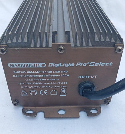 MAXIBRIGHT DigiLight Pro Select 600W Digital Ballast HID Grow Light HPS MH