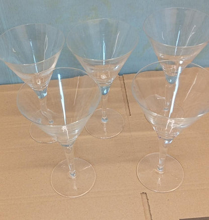 Set Of 5 Martini Cocktail Glasses Clear Stemmed Drinking Glass Bar Glassware