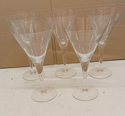 Set Of 5 Martini Cocktail Glasses Clear Stemmed Drinking Glass Bar Glassware