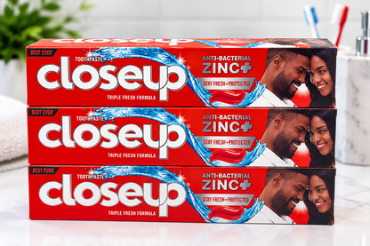 3x Closeup Anti-Bacterial Zinc+ Toothpaste Triple Fresh Formula – 130g Each - Exp. Jan. 2027