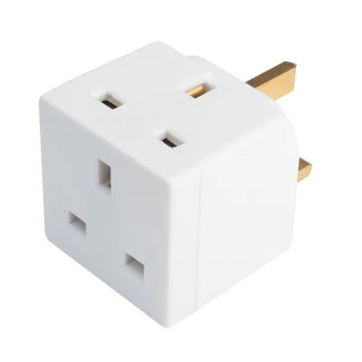 2 x 2 WAY 3 PIN ADAPTER SOCKET HOUSE HOLD MULTI PLUG UK MAINS 13AMP DOUBLE SOCKET