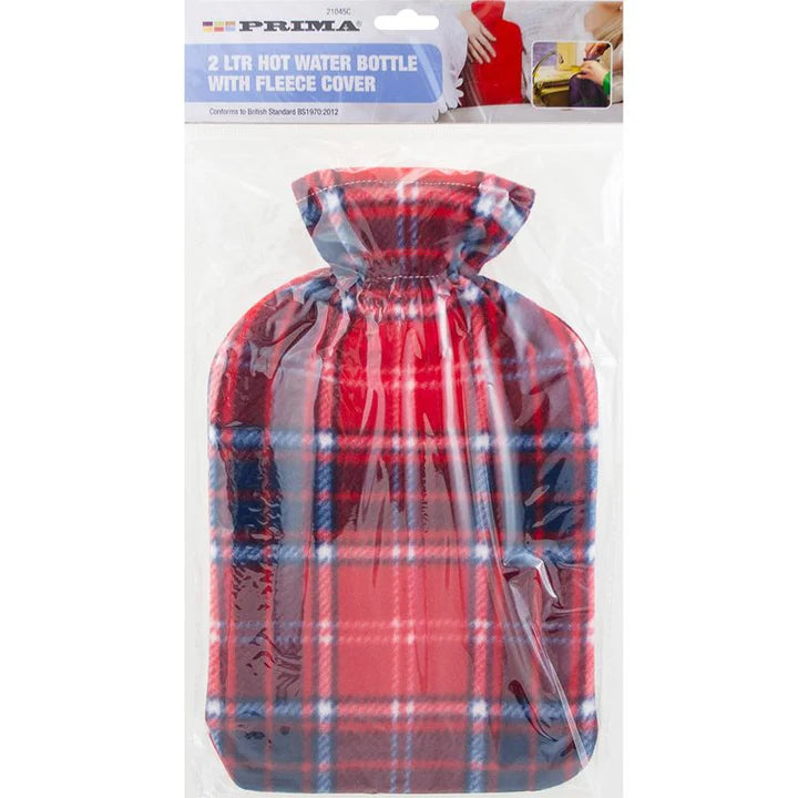 2L Hot Water Bottle with Fleece Cover